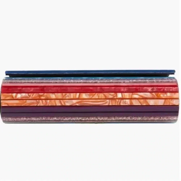 Kurt Geiger London Party Multi Stripe Rainbow Glitter Envelope Clutch RARE - Picture 9 of 13